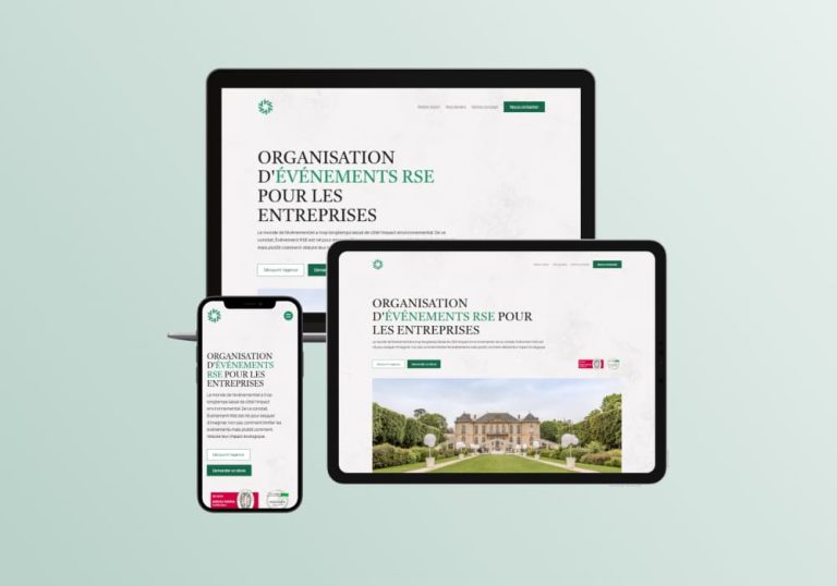 Refonte du site institutionnel d'une agence événementielle mettant en avant des pratiques RSE